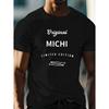 Men's Limited Edition Michi Brand Logo T-Shirt - Lightweight All-Season, Bold Michi Lettering Print, Regular Fit Crew Neck Short Sleeve Tee for