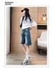Women's Blue Denim Shorts - 2025 Summer Fashion, Loose & Slimming Design Capris
