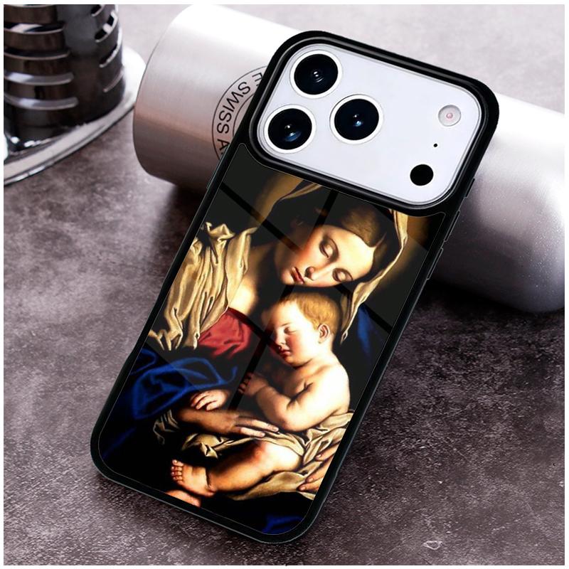 Religious Mary and Jesus Phone Case for iPhone 17 16 15 Pro Max Air 14 13 12 11 Plus Shockproof Capa Cover