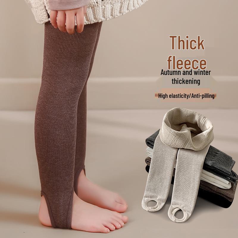 Girls' Winter Fleece Tights: Warm Footed Baby Bodysuit and Thick Children's Leggings