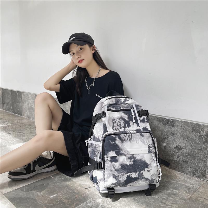 DELIXIONG Nylon Backpack Travel Backpack Regular Unisex Rendering White/Letter Black/Camouflage Black/Shoes White DLX-ON-720