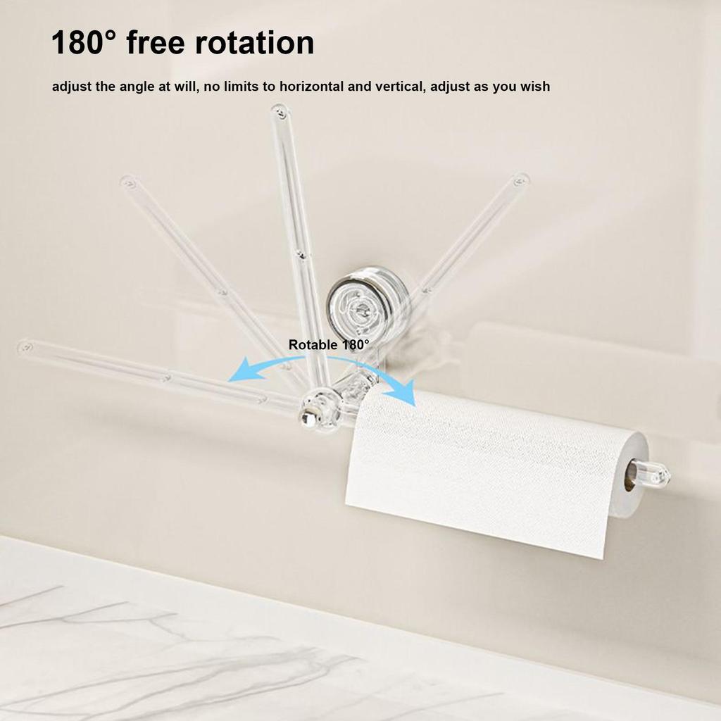 Kitchen Paper Towel Holder Toilet Tissue Holder for Bathroom Suction Cup Napkin Dispenser Rotatable Storage Rack for Cling Film
