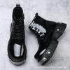 Leather Martin Boots Men's Summer Versatile Tooling Locomotive Men's Boots Black High-top Leather Shoes Short Boots