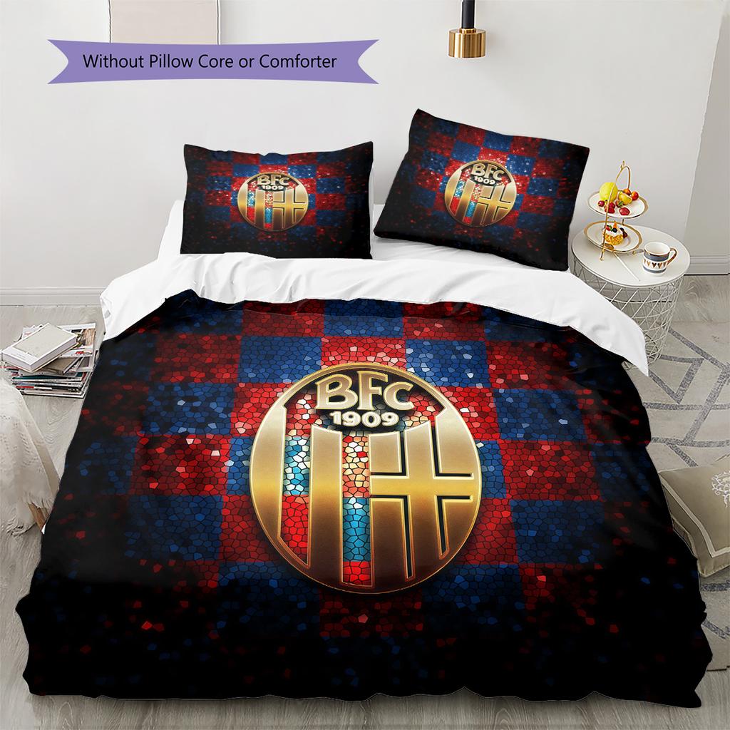 Bologna FC Pattern Bedding Quilt Set Home Decoration Gift (1 * duvet cover + 2 * pillowcase without core).xwn