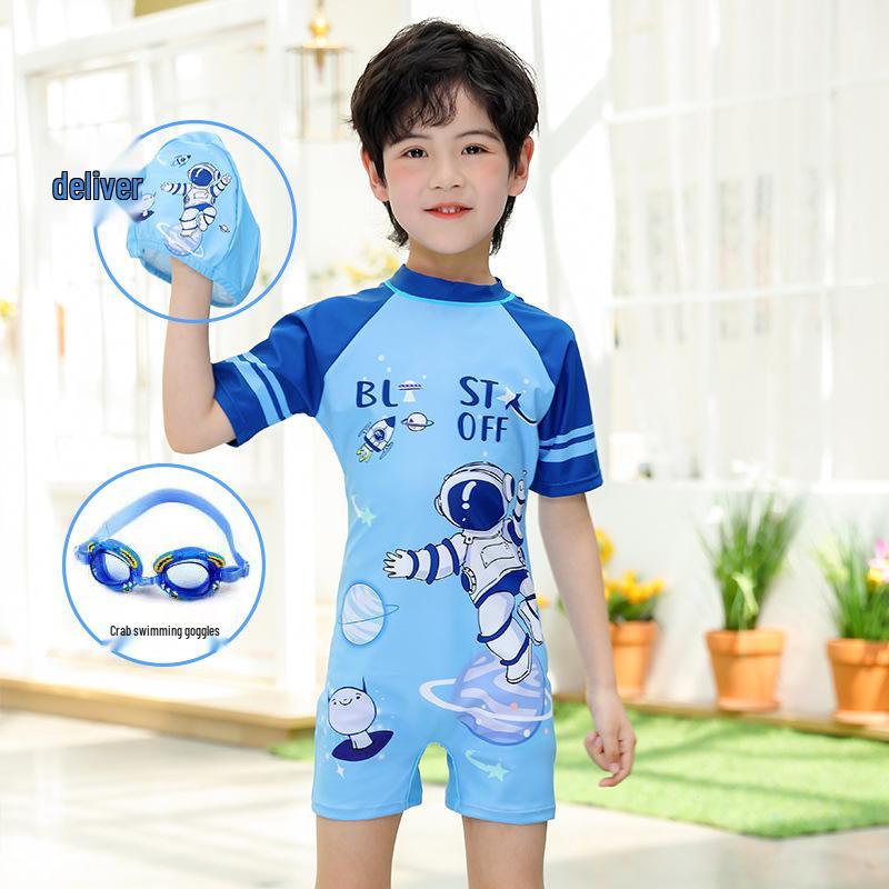 Pojkars 2024 Baddräkt i ett stycke: Ny stil för bebisar till mellanstora barn