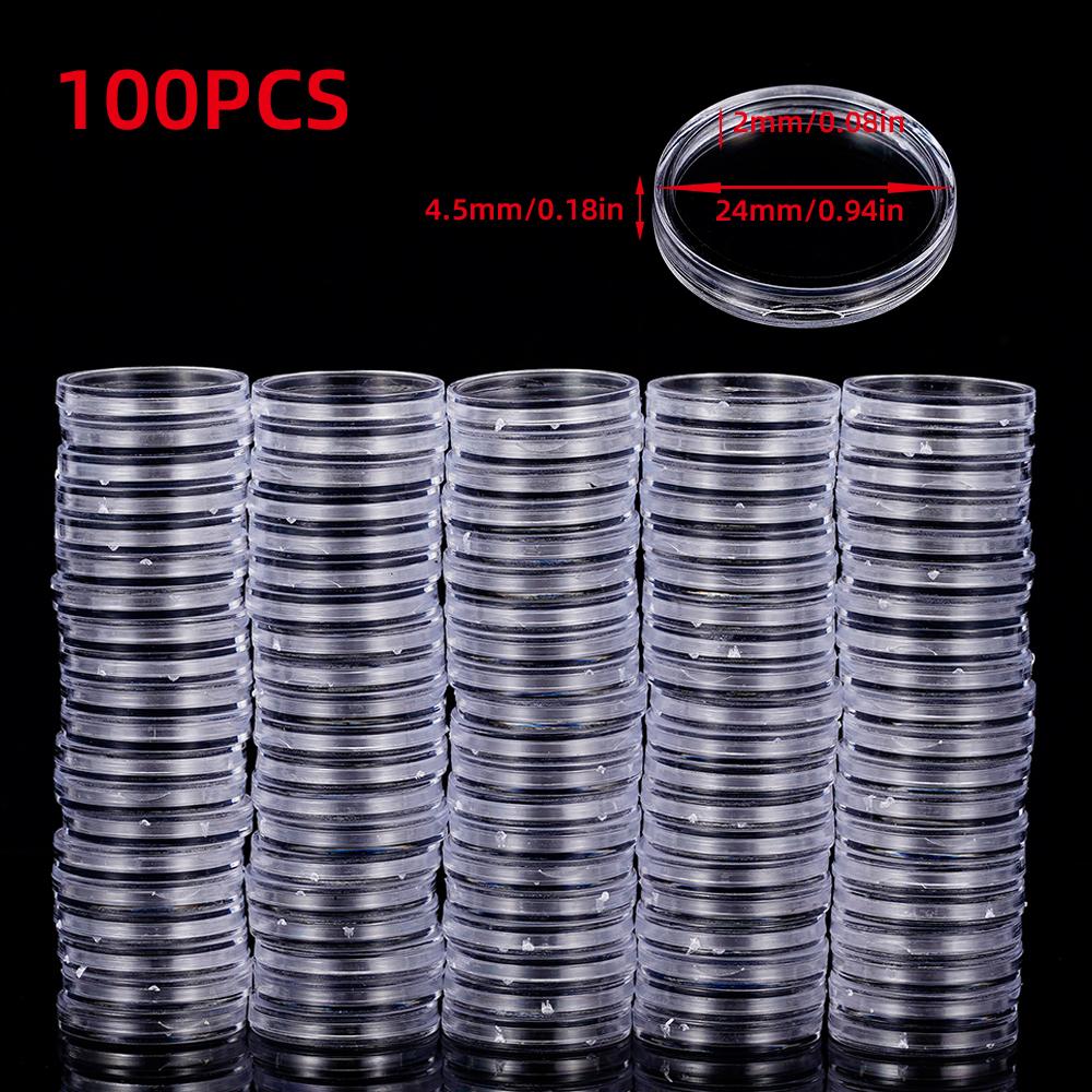 10/50/100Pcs 19-33mm Transparent Coin Cases Holder Coin Collecting Box Case Coins Storage Capsules Protection Boxes Container