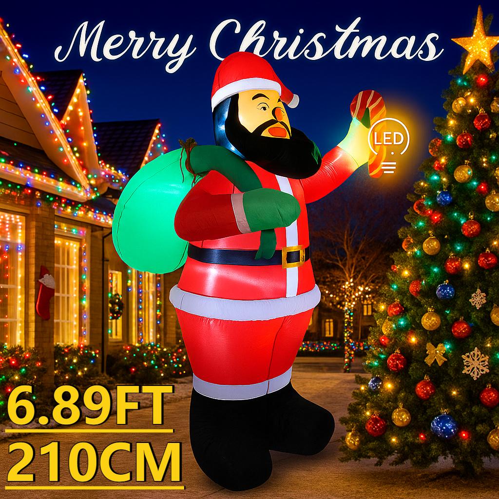 

6.89FT Christmas Inflatable Toys with LED Light Santa Claus Gift Bag Yard Supplies Home Ornaments Festive Xmas Yard Decoration EU