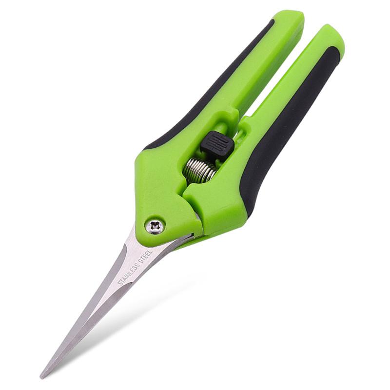Garden Pruning Shears Stainless Steel Plants Fruit Grape Picking Scissors Horticulture Leaf Trimmer Straight Elbow Pruning Tools