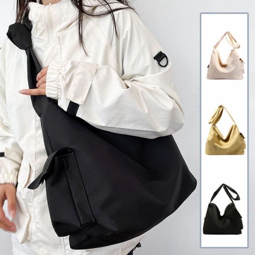 Shopping Canvas Tote Bags Large Capacity Student Crossbody Bag Wide Strap Casual Shoulder Bag  Men