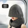 1pc Travel Pillow With Hood 5.5in X 10.6in Comfort Neck Support Memory Foam U-Shaped Pillow Large Blackout Hood For Restful Sleep