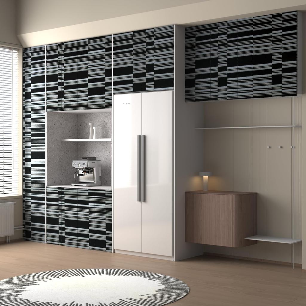 Boobest Breite 40 cm x Länge 9 m, Zuschneidebogen, schwarz-weiß gestreifte Tapete, überklebbar, dickes Küchen-Remake-Blatt, wasserfest, hitzebeständig