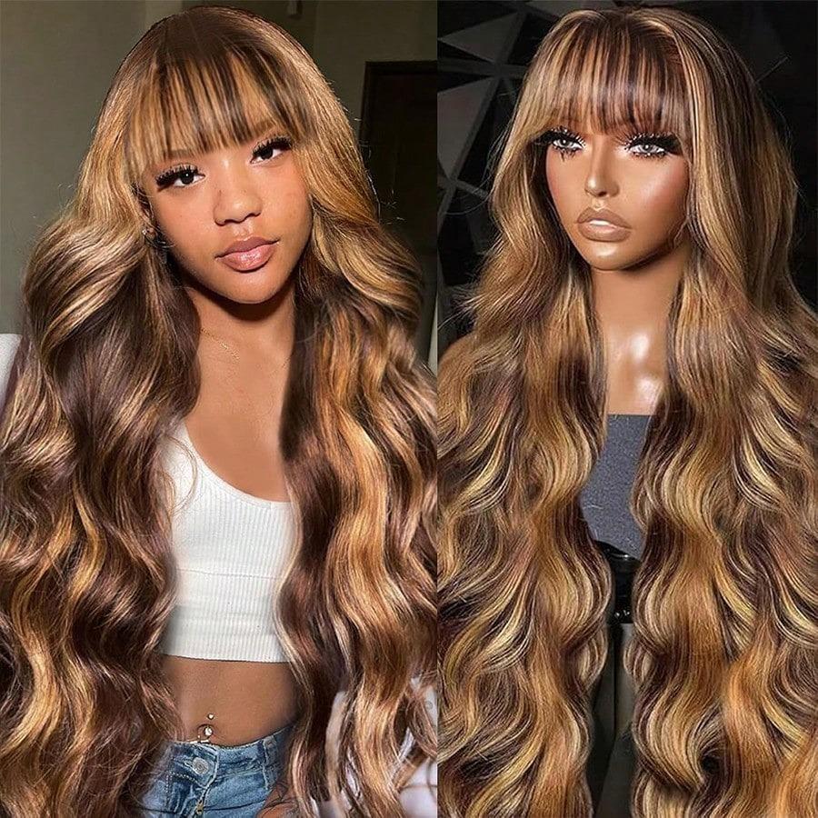 White Wig With Bangs Body Wave Lace Fornt Wig Synthetic And Blend Premium Fibre Heat Resistant Cosplay Pre Plucked For Women
