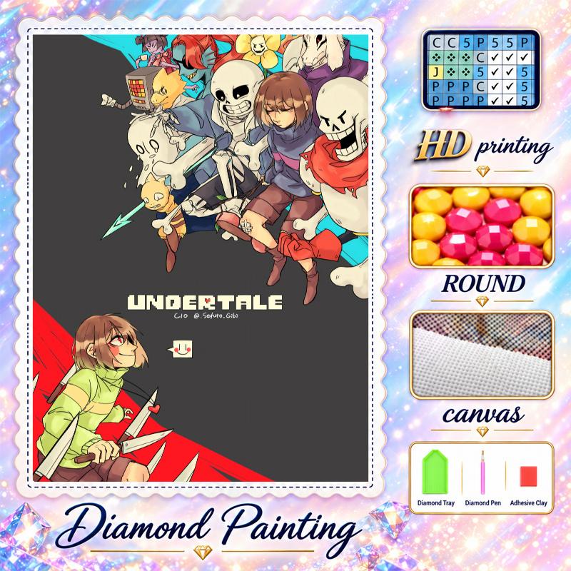 Undertale Diamond Painting Kit 5D Full Drill DIY Diamond Mosaic Wall Art Home Decor