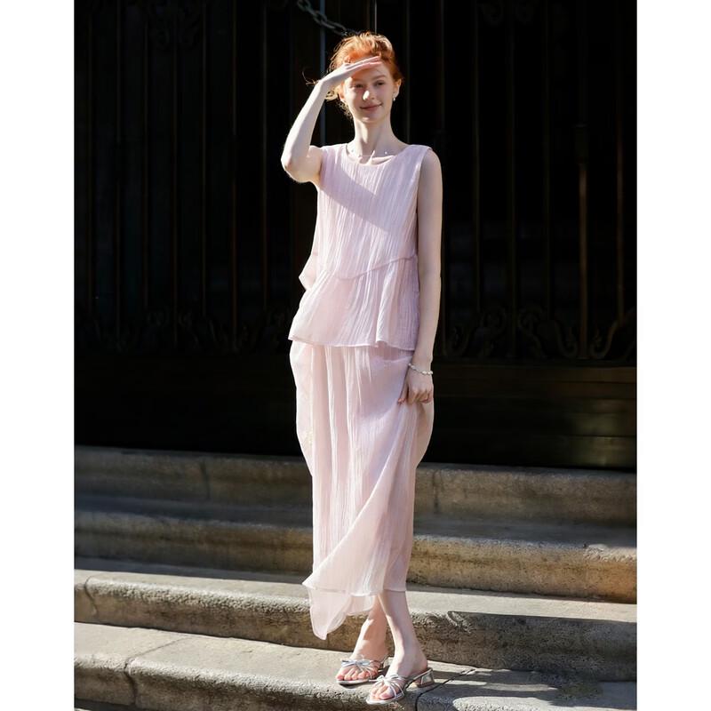 Demana Summer Lyocell Faux Two-Piece Sleeveless A-Line Dress