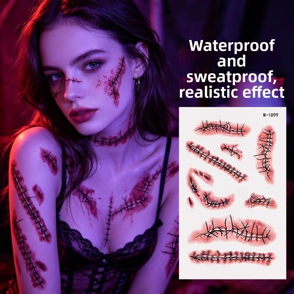 Eyeball Bloody Makeup Bruise Scab Scar Tattoo Sticker Body Art Scar Decals Photo Props