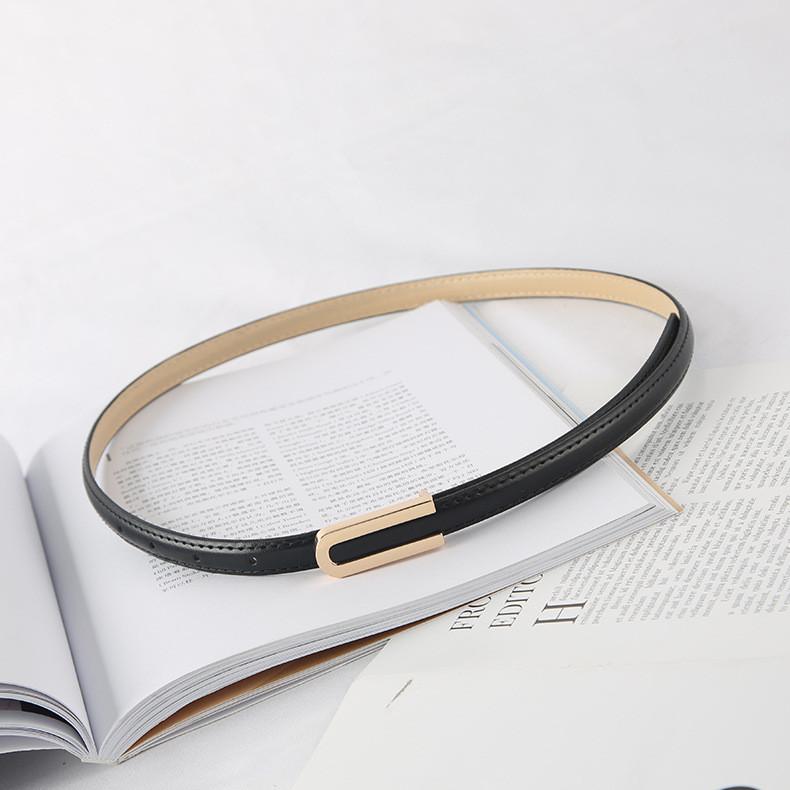 Leather Thin Pu Womens Waist Belt Metal Buckle Trousers Jeans Decoration With