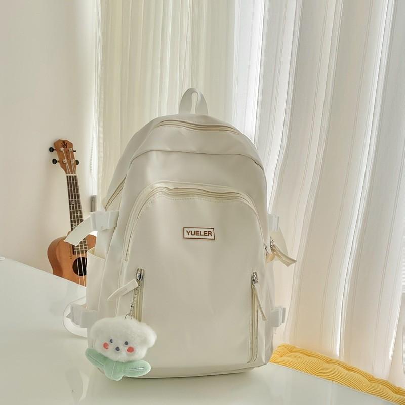 Ins Japanese Girl Backpack Korean Style Cute Soft Sister High School Student Large Capacity Double Shoulder Bag белый