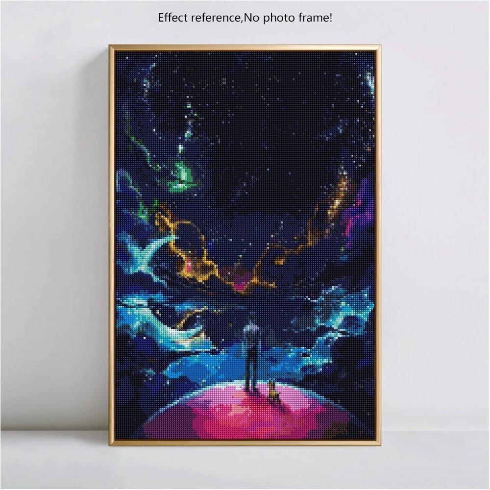 HUACAN DIY Full Drill Square Diamond Painting Landscape Diamond Embroidery Starry Sky Rhinestone Mosaic Painting