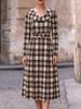 Autumn and Winter European and American New Women's Clothing Plaid Long Dress Printed Women's Clothing Dress Women