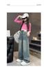 2025 Mädchen High-Waist Weitbeinige Jeans mit Sternen-Aufnähern - Frühling/Herbst Stil für ältere Kinder