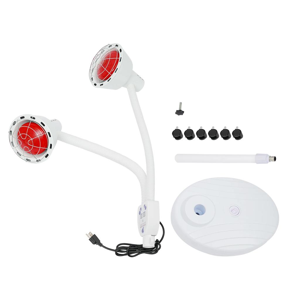 2 Head Infrared Red Heat Light Therapy Phototherapy Lamp 275W 110V Pain Red Light Standing Relief Floor Stand Beauty