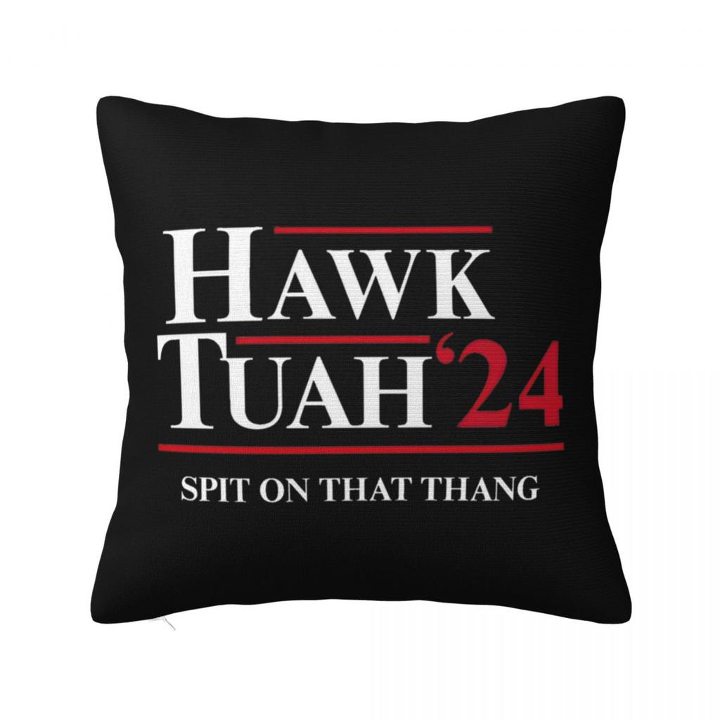 Hawk Tuah Spuug Op Dat Ding 2024 Kussensloop Grappige Meme Kussenhoezen Mode Rits Decor Kussenhoes voor Huis 45x45cm