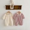 Baby Girl Spring Autumn Lightweight Floral Romper with Snap Crotch for Outings