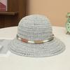 Bohemian Sunscreen Bucket Hat Wide Brim Fisherman Hat Elegant Straw Weave Sun Hat  Outdoor