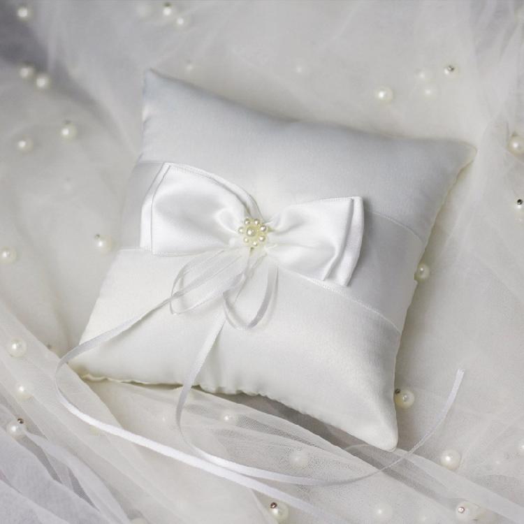 Unique Pearls Rings Bearer Pillow Cushion Bows for Proms, Anniversaries, Ceremonies, Wedding Embellishments