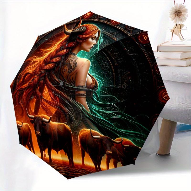 Fantasy Bull Rider Art Print: Unique Wall Decor for Your SpaceUmbrella, Portable 3-Fold Compact Umbrella for Men & Women Gift