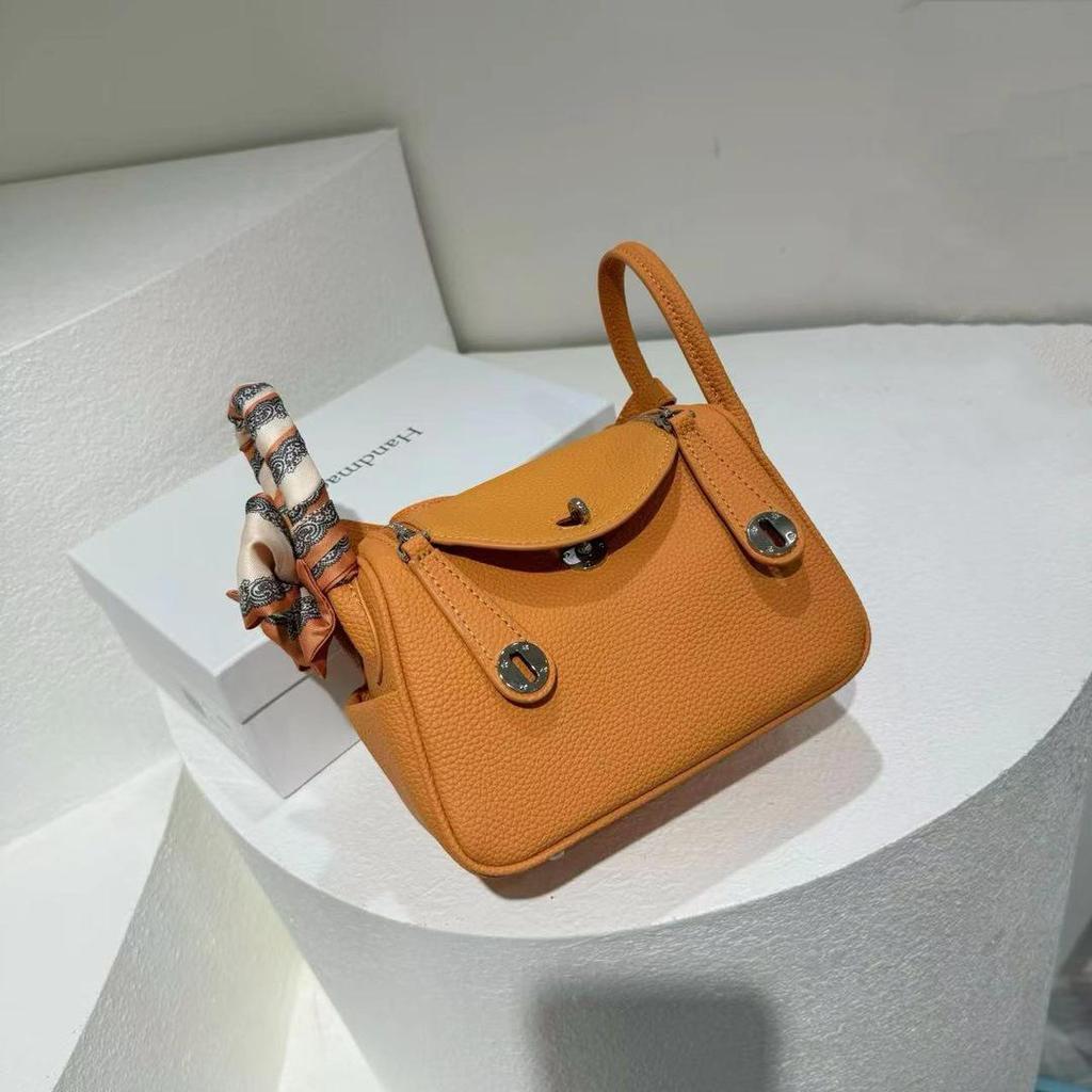 Bags 2024: New Women's Genuine Leather Lindy One-Shoulder Handbag & Crossbody Pillow Bag