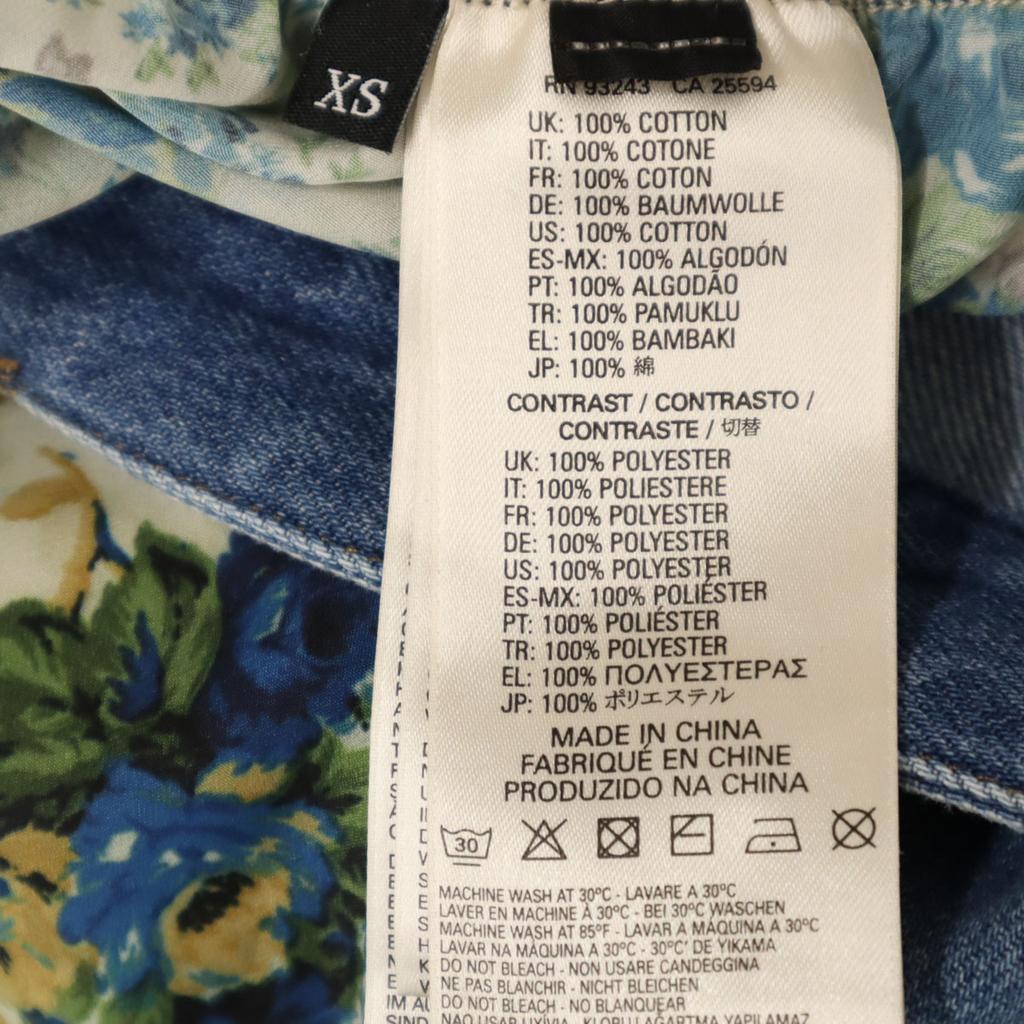 Diesel Floral Pattern Switching Wide Denim Pants XS Blue Women Used