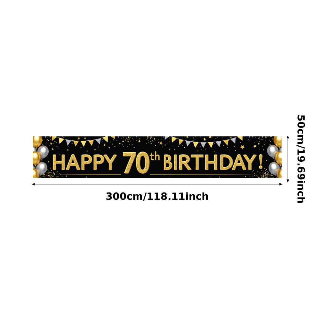 Anniversary Party Banner Reusable Milestone Celebration Banner Happy 70th Birthday Banner Polyester Material For Outdoor