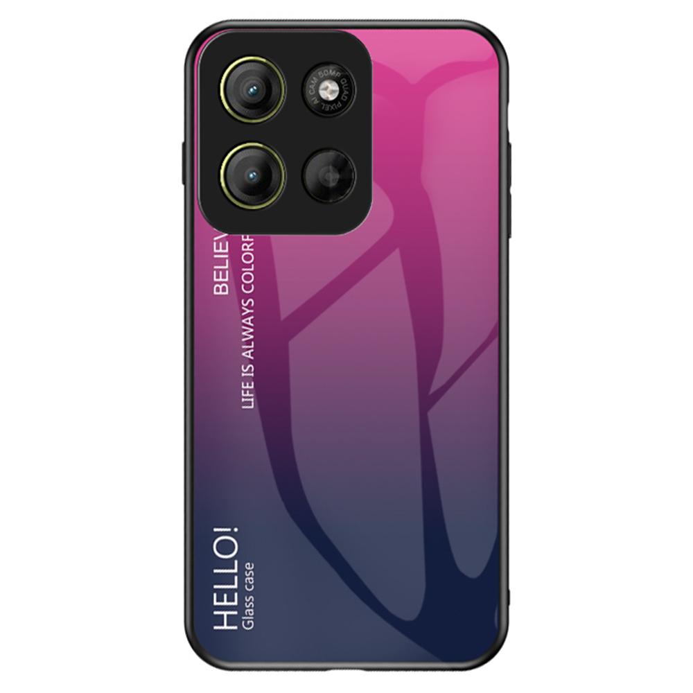 

Для Motorola Moto G15 4G Чехол Защита от царапин Закаленное стекло+ПК+ТПУ Чехол для телефона Gradient Rose