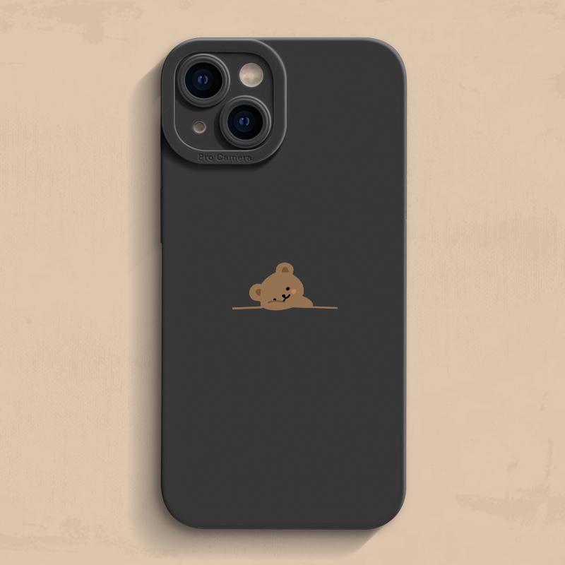 

Cute Peeking Brown Bear Pattern Design Protective Cover for iPhone 17 16 15 14 13 12 11 16E Series Pro Max Plus iphone 15