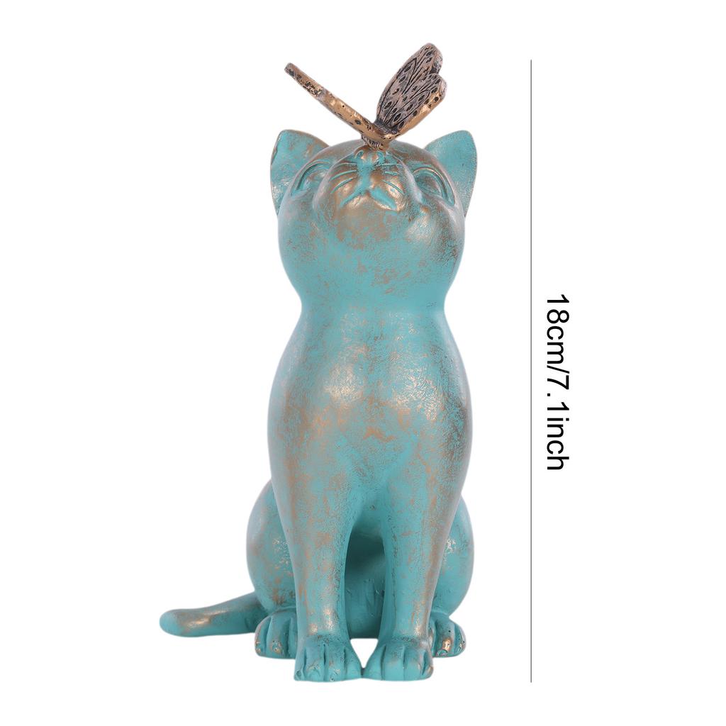 Resin Kitten Statue with Butterfly Ornament Garden Landscape Kitten Statue Waterproof Home Decor for Courtyard Lawn
