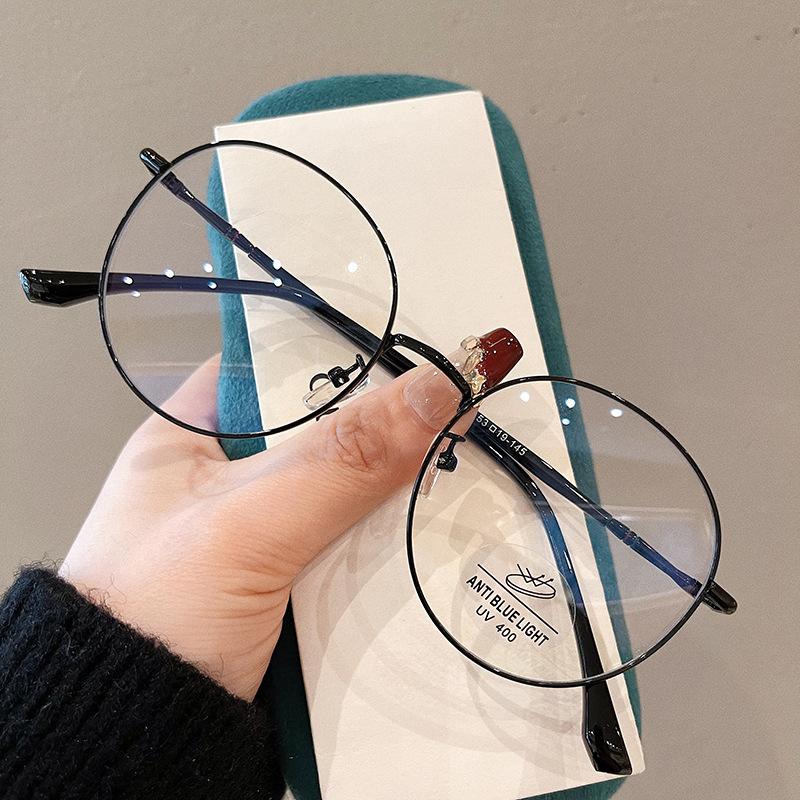 Classic Blue Light Blocking Women Glasses Frame Fashion Round Metal Reading Eyewear Optical Prescription Presbyopia Eyeglasses