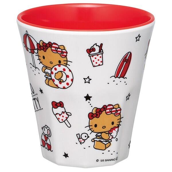 Sanrio Hello Kitty Sunburnt Kitty-chan Summer Days Melamine Tumbler Cup Made Japan Tableware Small Kids Gift Set Dishwasher Safe Break Resistant