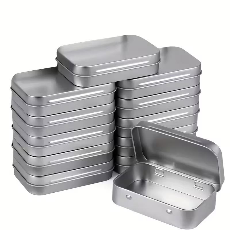 6-12pcs Aluminum Storage Boxes with Lids Portable Rectangular Metal Containers for Small Items Gift Cards Holder Home Organizers