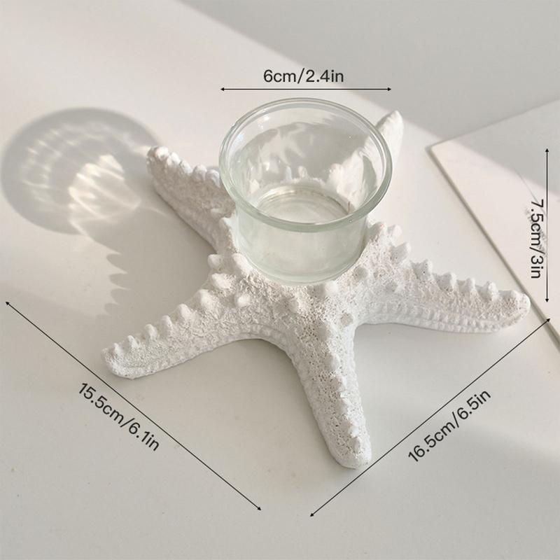 Starfish Candle Holder Resin Candle Holder Ornament Decorative Tabletop Sea Star Statue Creative Beach Candle Holder For Holiday