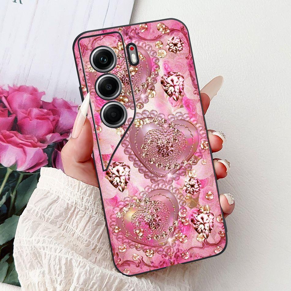 For Tecno Camon 40 Pro 4G Camon40 Elegant Floral Cat Phone Case For Camon 40 40Pro 4G CM6 CM5 Black Silicone Soft Cases Bumpers