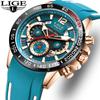 LIGE Outdoor Fashion Quartz Man Watch Simple Business Silicone Waterproof Luminous Casual Sports Auto Date Watches for Men Gifts