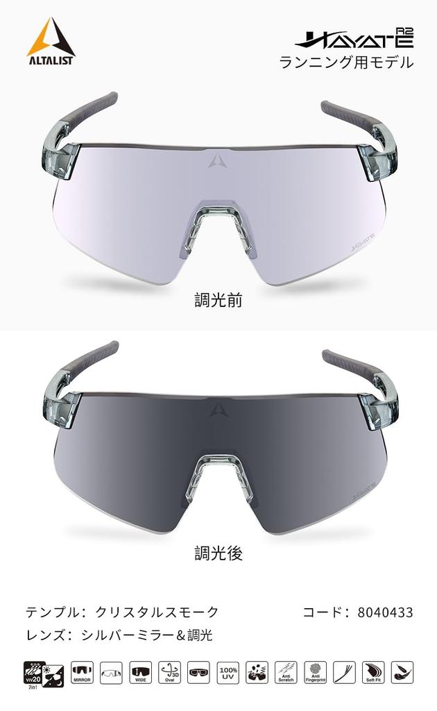Altarist HAYATE R2 R Photochromic Lenses Clear Gray Temple Silver Mirror [ALTALIST] (Hayate Two) (Glossy Lens)