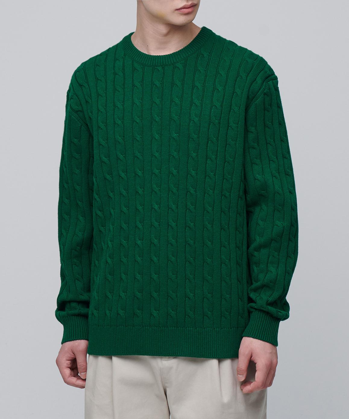 Musinsa Standard Cable Crew Neck Knit [Jolly Green] Jolly Green/2Xl