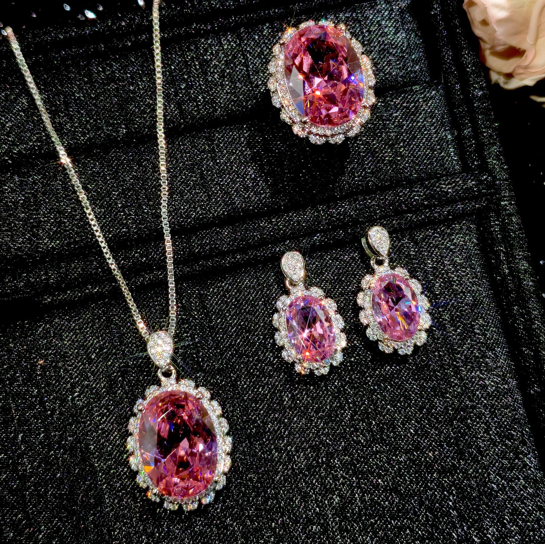 Pigeon Egg Large Carat Full Diamond High Temperament Open Ring Female Temperament Extravagant Pendant Earrings Set 2026 45CM