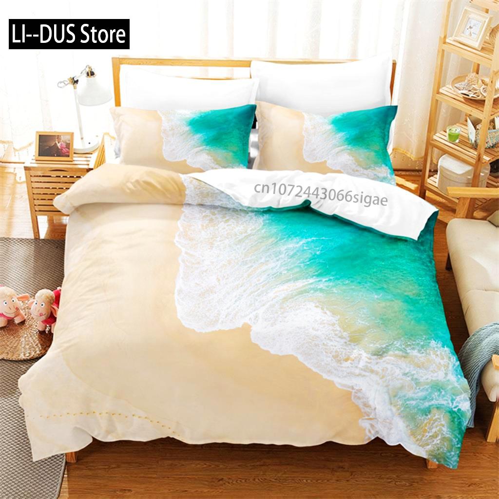 Beautiful Seaside Beach Bedding Set Duvet Cover Set 3d Bedding Digital Printing Queen Size Bedding Set Fashion Design