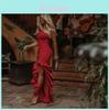 Elegant Sexy Women Sloping Shoulder Ruffled Party Evening Irregular Wedding Dress