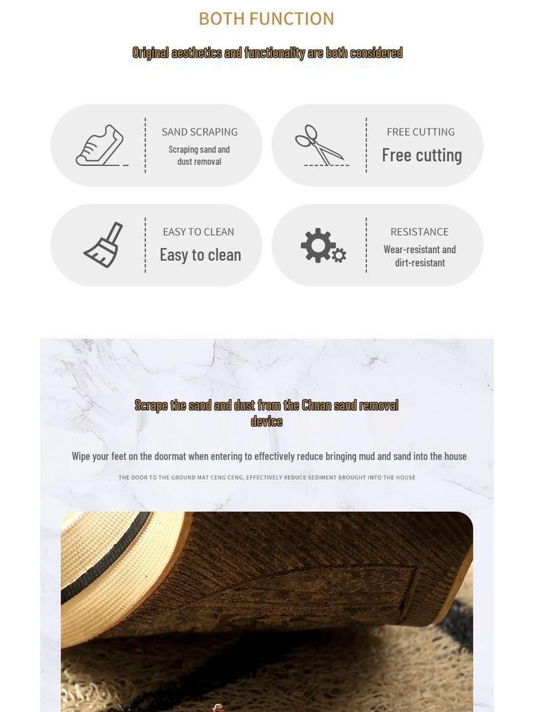 Stripe Coir Door Mat: Non-slip, Wear-Resistant, Dirt-Resistant, Cuttable Entrance Mat for Home and Hallway