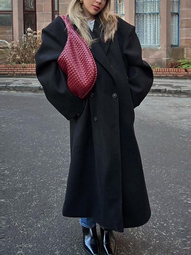 Women's Wool Coat - 2024 Autumn/Winter Collection, Commuter Style with Suit Collar