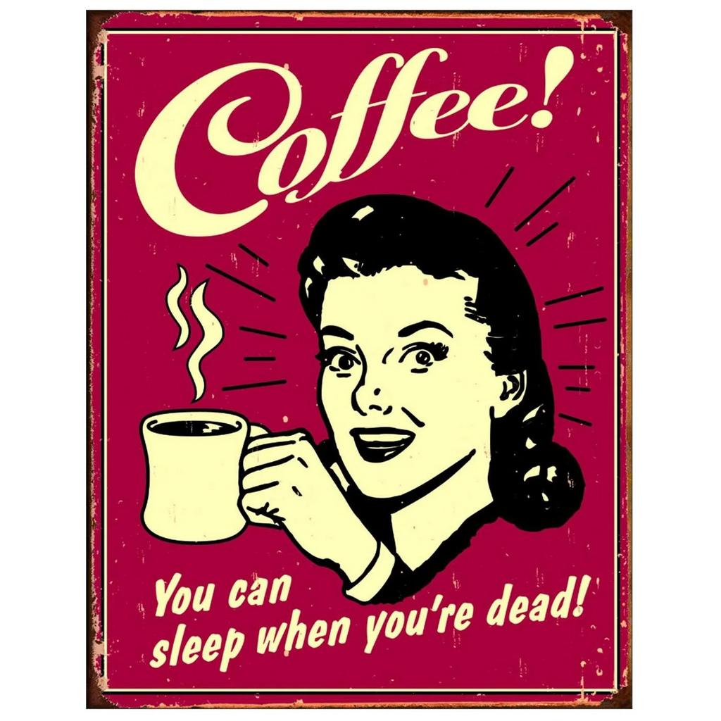 Vintage Káva Kovová Plechová Znamení Plaketa Talíř Retro Nástěnné Umění Plakát Pro Kavárnu Bar Hospodu Kuchyň Pánskou Jeskyni Klub Železná Malba Dekorace
